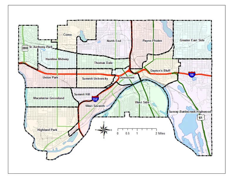 Saint Paul Districts Map